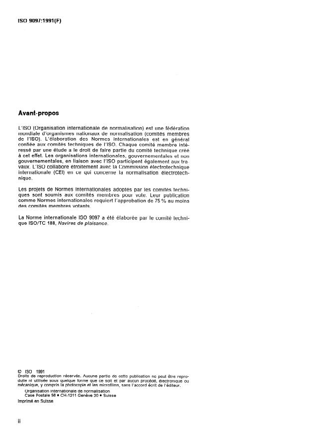 ISO 9097:1991 ISO 9097:1991 - Navires de plaisance -- Ventilateurs électriques - Page 2 preview