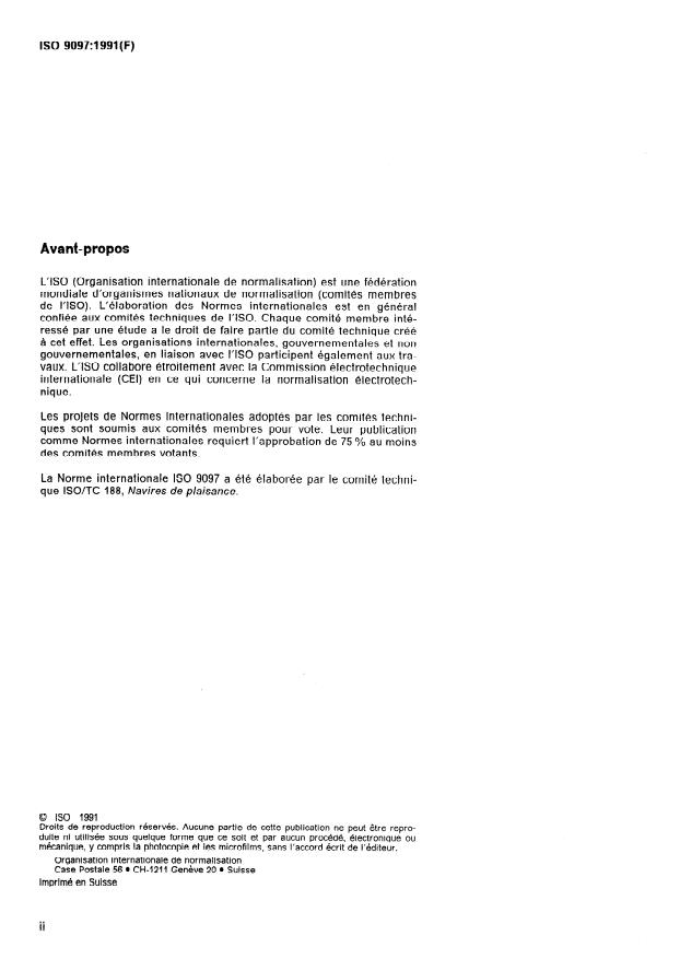 ISO 9097:1991 ISO 9097:1991 - Navires de plaisance -- Ventilateurs électriques - Page 2 preview