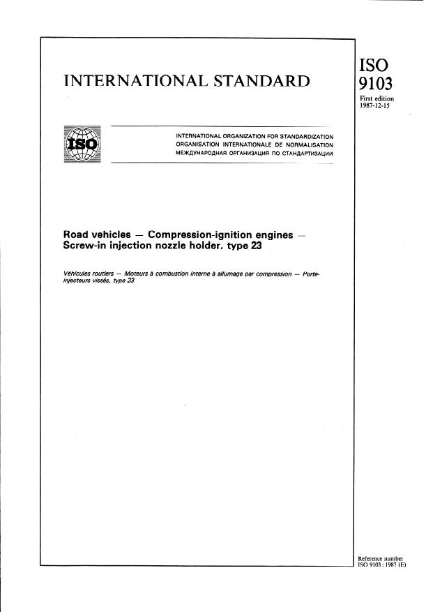 ISO 9103:1987 - Road vehicles -- Compression-ignition engines -- Screw-in injection nozzle holder, type 23