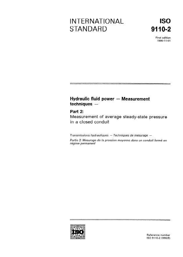 ISO 9110-2:1990 - Hydraulic fluid power -- Measurement techniques