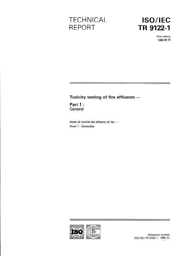 ISO/TR 9122-1:1989 - Toxicity testing of fire effluents