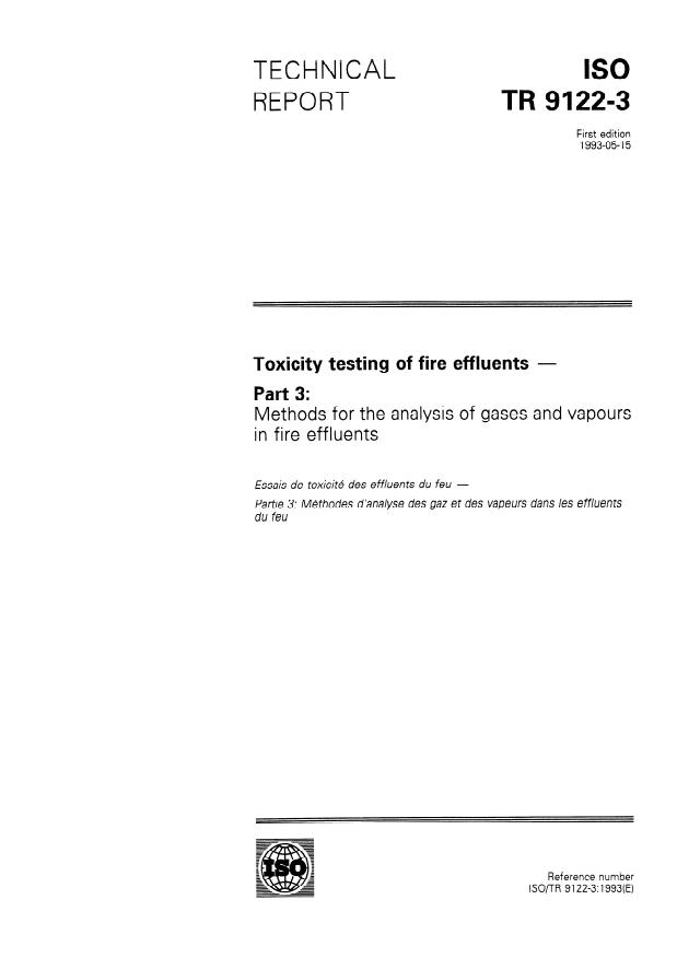 ISO/TR 9122-3:1993 - Toxicity testing of fire effluents