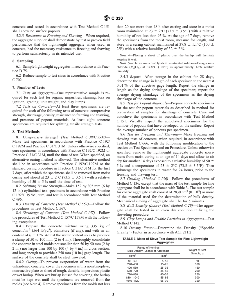 ASTM C330-00 - Standard Specification for Lightweight Aggregates for Structural Concrete