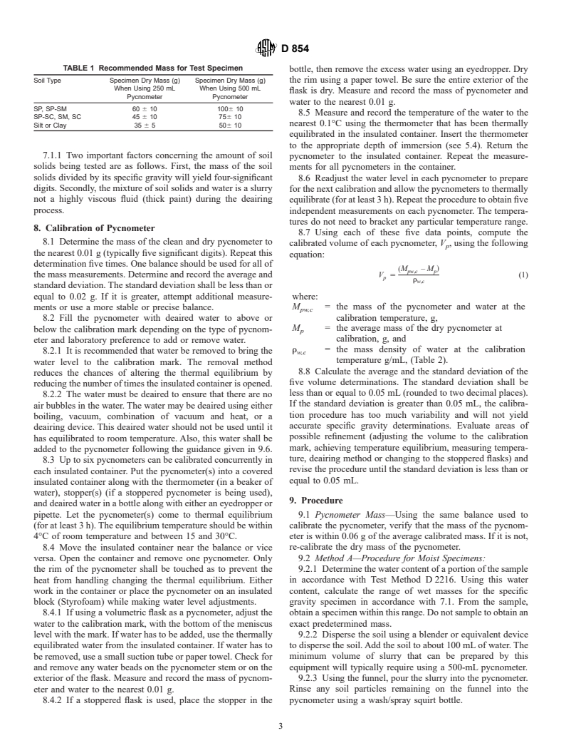 ASTM D854-00 - Standard Test Methods for Specific Gravity of Soil Solids by Water Pycnometer