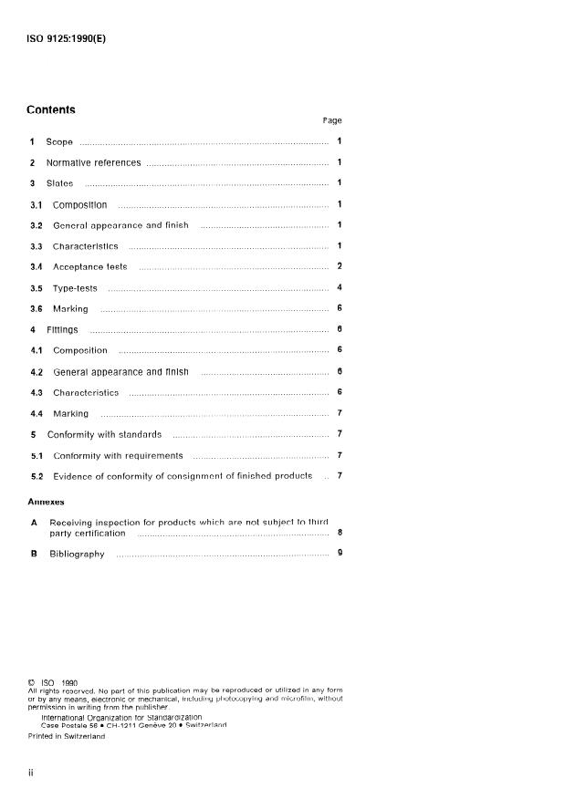 ISO 9125:1990 ISO 9125:1990 - Fibre-cement slates and fittings - Page 2 preview