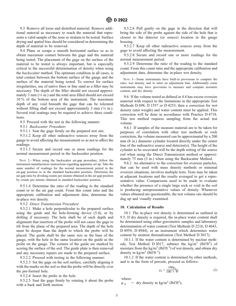 ASTM D2922-96e1 - Standard Test Methods for Density of Soil and Soil-Aggregate in Place by Nuclear Methods (Shallow Depth)