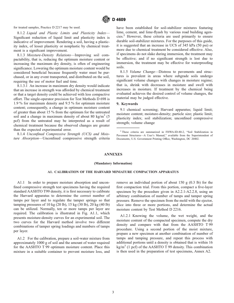 ASTM D4609-94e1 - Standard Guide for Evaluating Effectiveness of Chemicals for Soil Stabilization