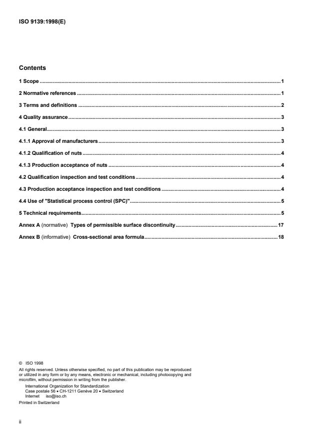 ISO 9139:1998 ISO 9139:1998 - Aerospace — Nuts, plain or slotted (castellated) — Procurement specification
Released:12/17/1998 - Page 2 preview