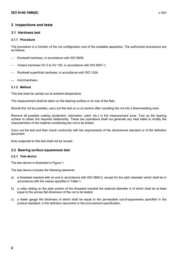 ISO 9140:1998 ISO 9140:1998 - Aerospace -- Nuts, plain or slotted (castellated) -- Test methods - Page 4 preview