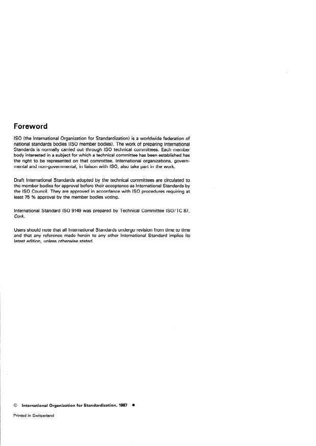 ISO 9149:1987 ISO 9149:1987 - Composition cork in rolls for decoration -- Specifications - Page 2 preview