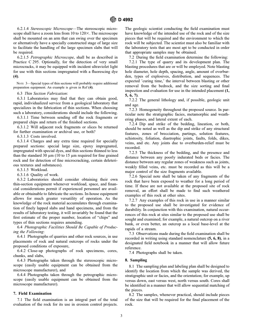 ASTM D4992-94e1 - Standard Practice for Evaluation of Rock to be Used for Erosion Control