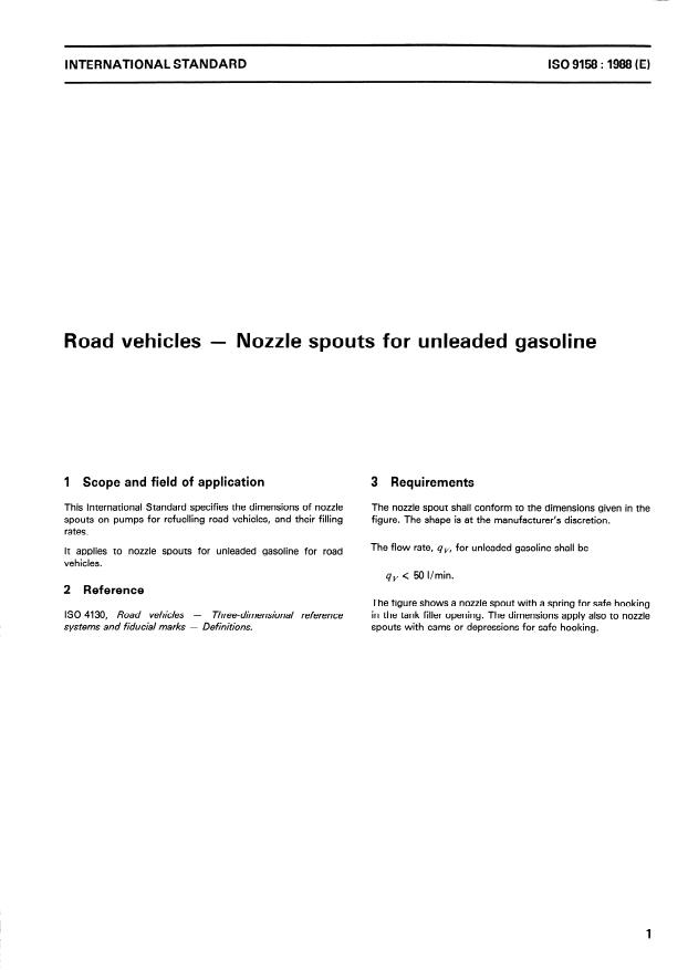 ISO 9158:1988 ISO 9158:1988 - Road vehicles -- Nozzle spouts for unleaded gasoline - Page 3 preview