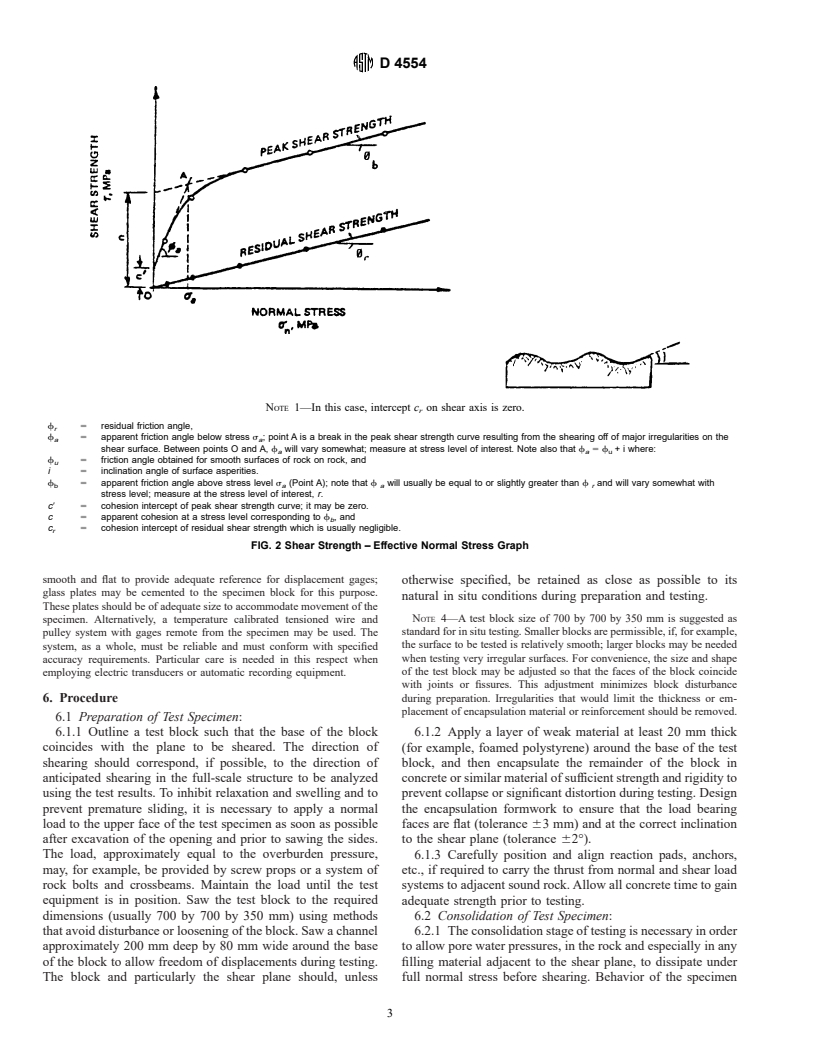 ASTM D4554-90(1995) - Standard Test Method for In Situ Determination of Direct Shear Strength of Rock Discontinuities