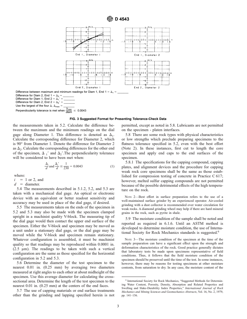 ASTM D4543-85(1991)e1 - Standard Practices for Preparing Rock Core Specimens and Determining Dimensional and Shape Tolerances