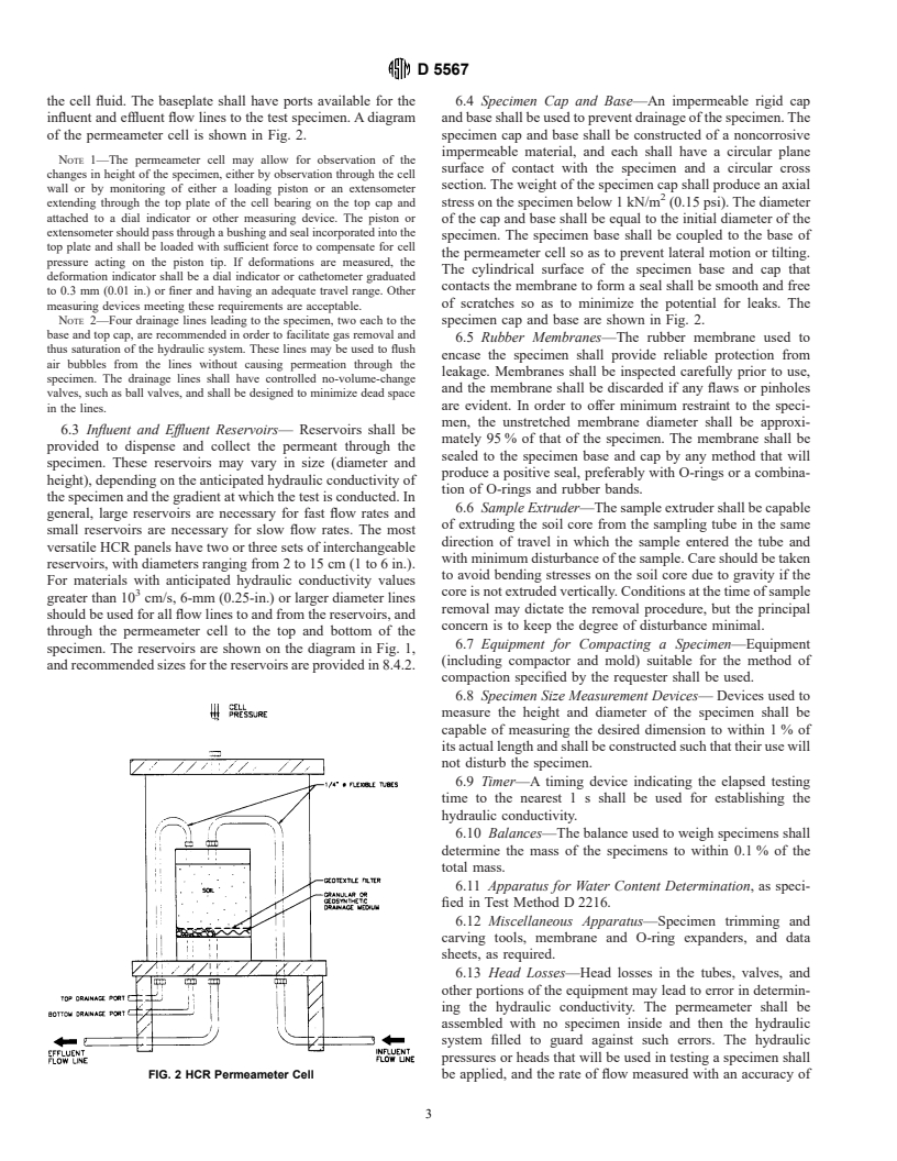 ASTM D5567-94(1999) - Standard Test Method for Hydraulic Conductivity Ratio (HCR) Testing of Soil/Geotextile Systems