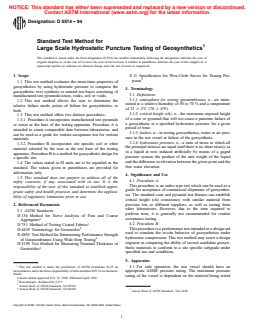 ASTM D5514-94 - Standard Test Method for Large Scale Hydrostatic Puncture Testing of Geosynthetics
