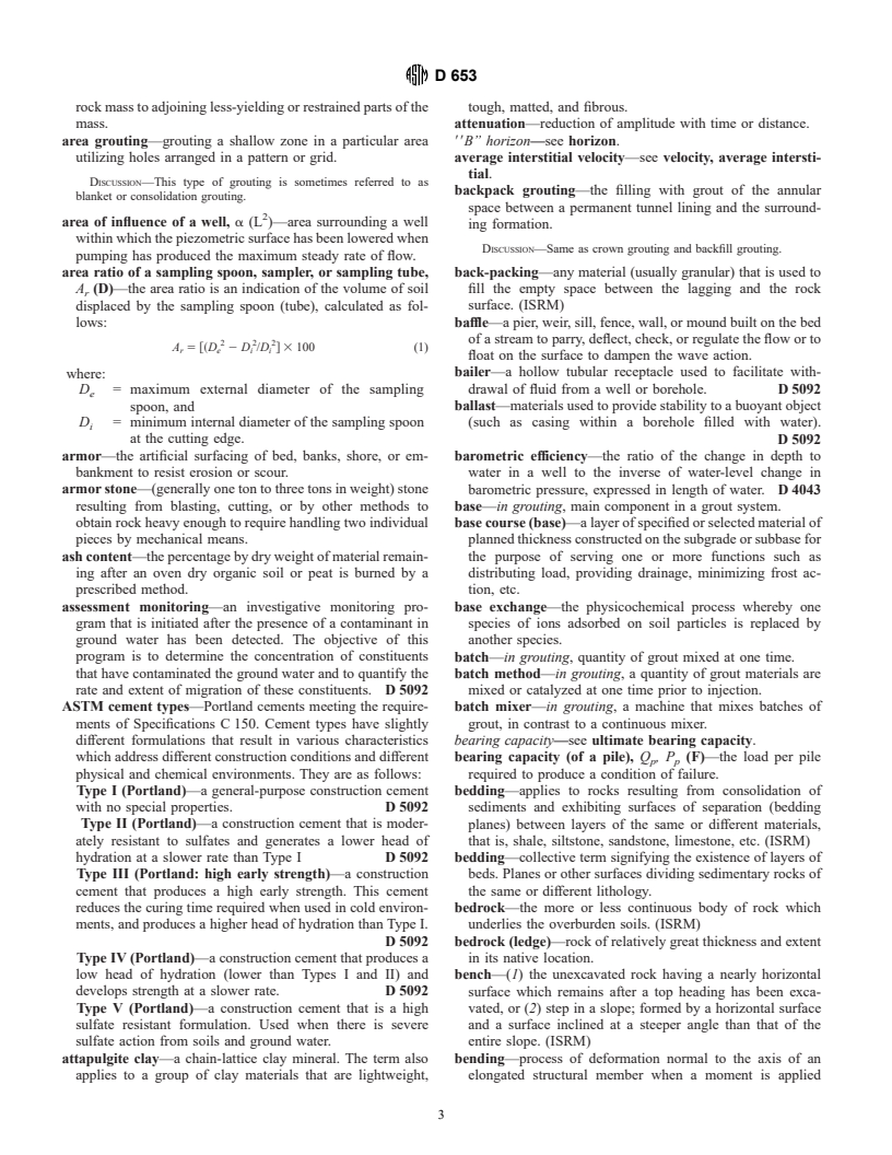 ASTM D653-97(2000) - Standard Terminology Relating to Soil, Rock, and Contained Fluids