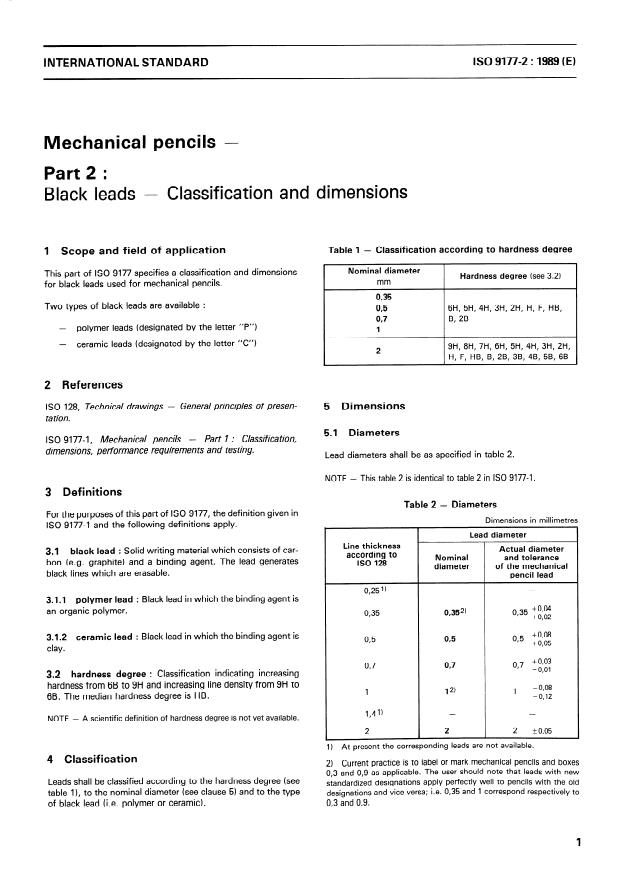 ISO 9177-2:1989 - Mechanical pencils