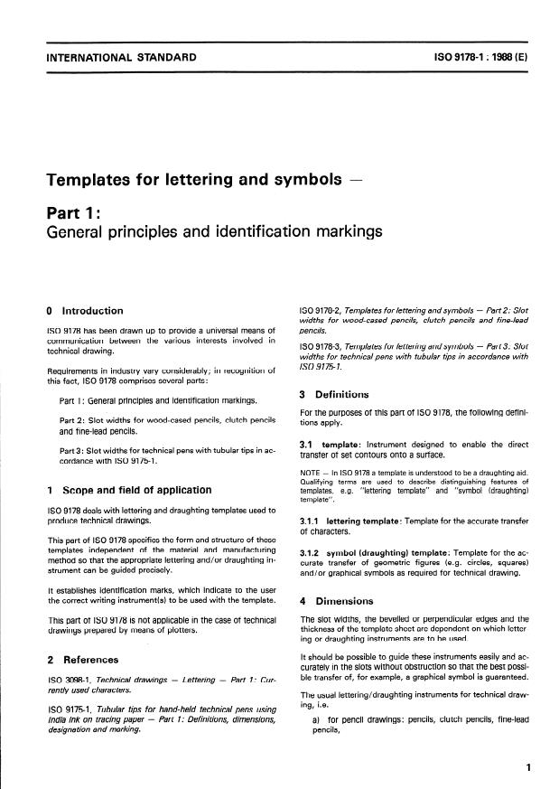 ISO 9178-1:1988 - Templates for lettering and symbols