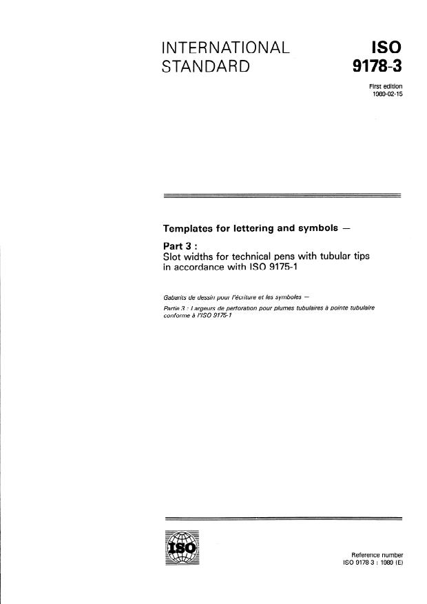ISO 9178-3:1989 - Templates for lettering and symbols