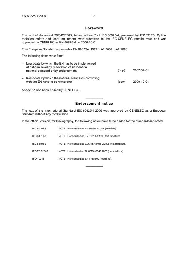 EN 60825-4:2006 EN 60825-4:2008 - Page 4 preview