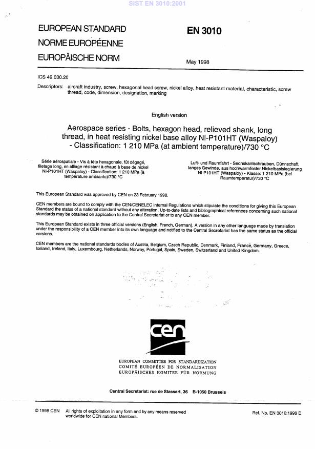 SIST EN 3010:2001