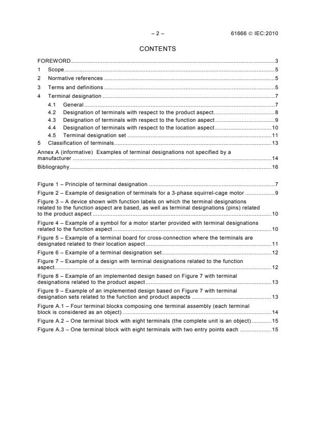 IEC 61666:2010 IEC 61666:2010 - Industrial systems, installations and equipment and industrial products - Identification of terminals within a system - Page 4 preview
