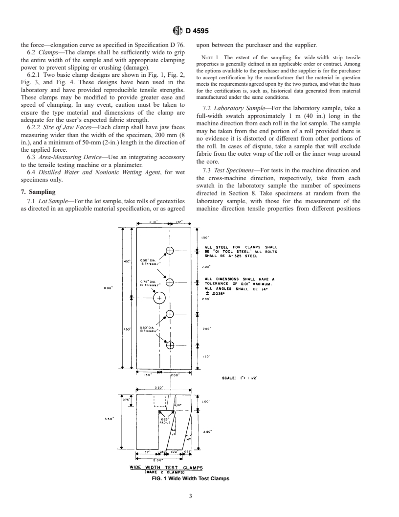 ASTM D4595-86(1994) - Standard Test Method for Tensile Properties of Geotextiles by the Wide-Width Strip Method