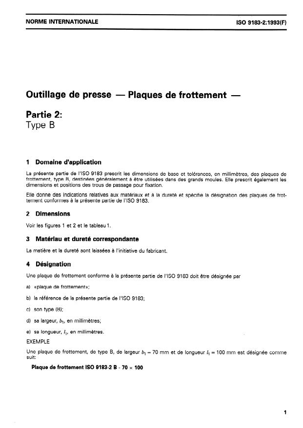 ISO 9183-2:1993 - Outillage de presse -- Plaques de frottement