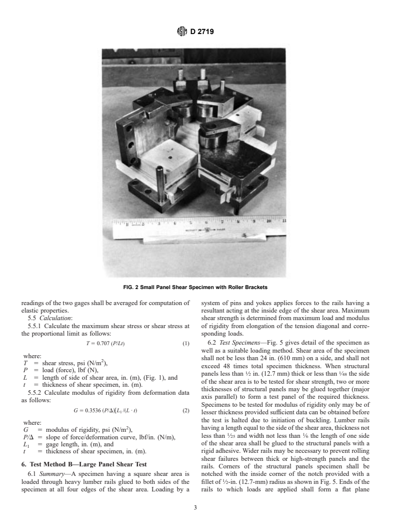 ASTM D2719-89(1994)e1 - Standard Test Methods for Structural Panels in Shear Through-the-Thickness