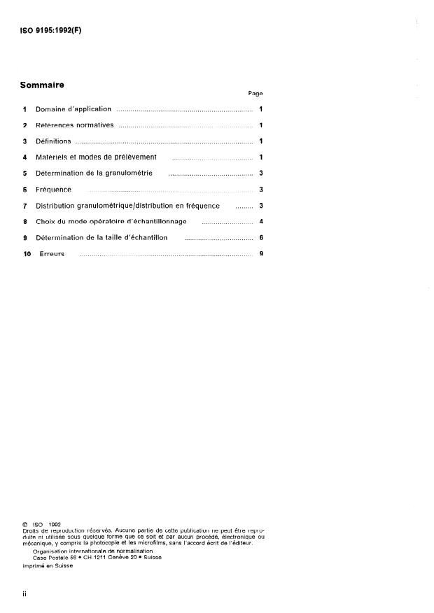 ISO 9195:1992 ISO 9195:1992 - Mesure de débit des liquides dans les canaux découverts -- Échantillonnage et analyse des matériaux du lit graveleux - Page 2 preview