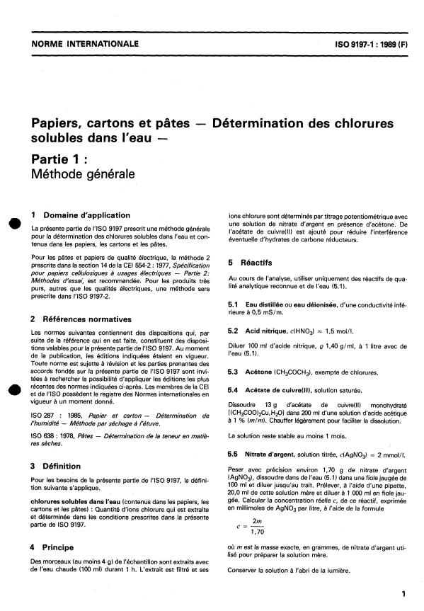 ISO 9197-1:1989 - Paper, board and pulps -- Determination of water-soluble chlorides