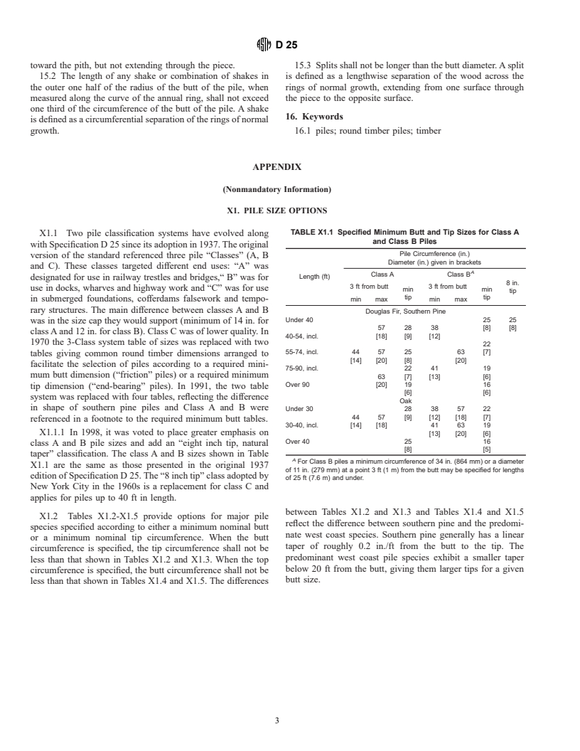 ASTM D25-99 - Standard Specification for Round Timber Piles