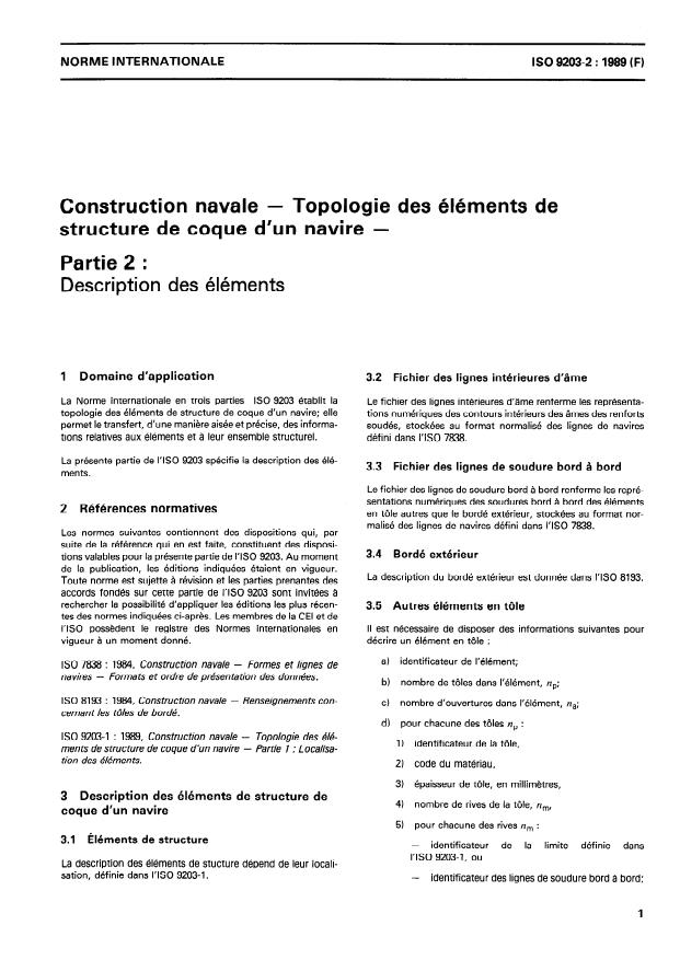 ISO 9203-2:1989 - Construction navale -- Topologie des éléments de structure de coque d'un navire