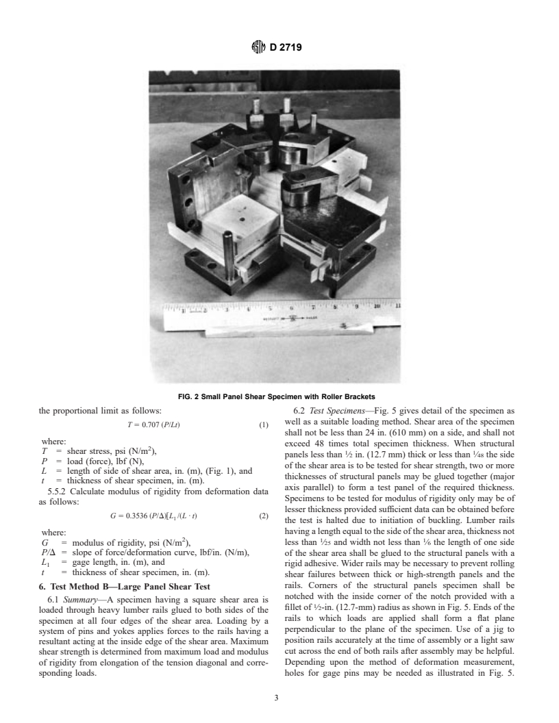 ASTM D2719-89(2001) - Standard Test Methods for Structural Panels in Shear Through-the-Thickness