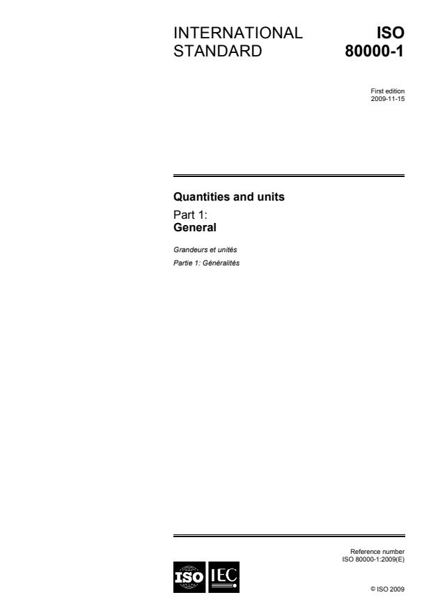 ISO 80000-1:2009 - Quantities and units - Part 1: General