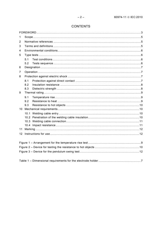 IEC 60974-11:2010 IEC 60974-11:2010 - Arc welding equipment - Part 11: Electrode holders - Page 4 preview