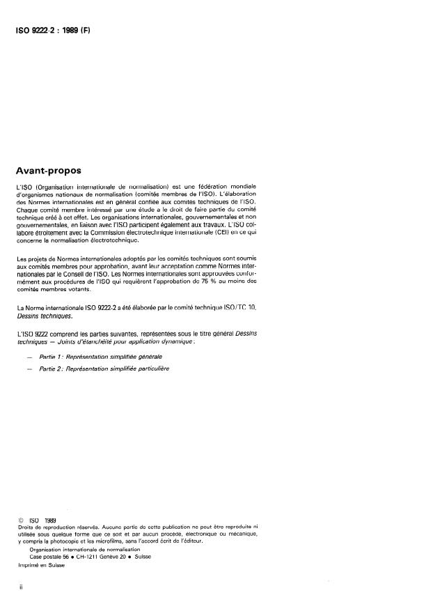ISO 9222-2:1989 ISO 9222-2:1989 - Dessins techniques -- Joints d'étanchéité pour application dynamique - Page 2 preview