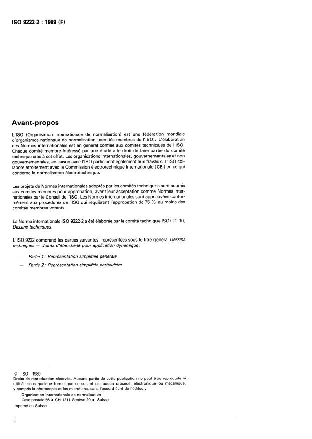 ISO 9222-2:1989 ISO 9222-2:1989 - Dessins techniques -- Joints d'étanchéité pour application dynamique - Page 2 preview