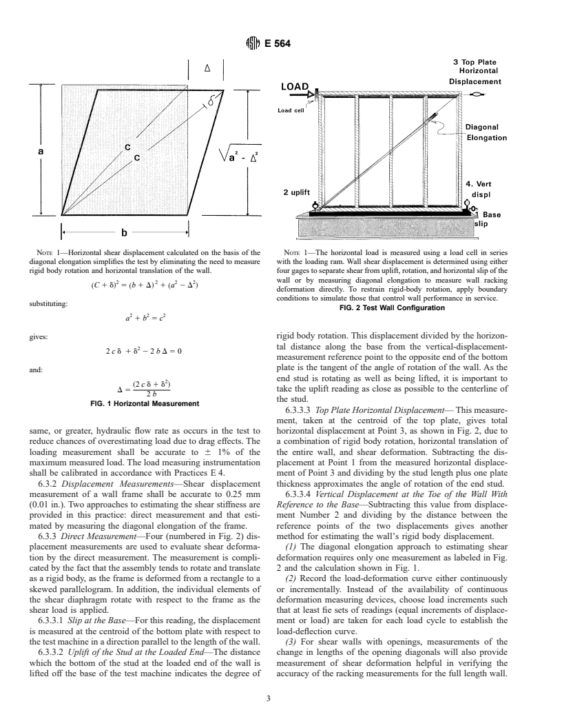 ASTM E564-00 - Standard Practice for Static Load Test for Shear Resistance of Framed Walls for Buildings