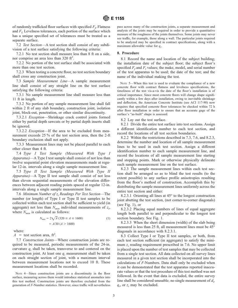 ASTM E1155-96 - Standard Test Method for Determining <i>F<sub>F</sub></i> Floor Flatness and <i>F<sub>L</sub></i> Floor Levelness Numbers