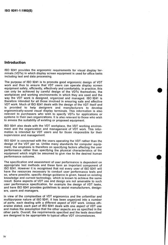 ISO 9241-1:1992 ISO 9241-1:1992 - Ergonomic requirements for office work with visual display terminals (VDTs) - Page 4 preview