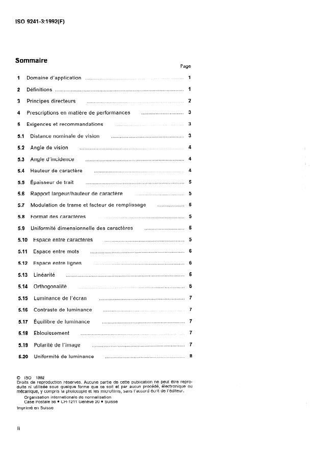 ISO 9241-3:1992 ISO 9241-3:1992 - Exigences ergonomiques pour travail de bureau avec terminaux a écrans de visualisation (TEV) - Page 2 preview