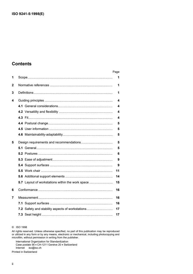 ISO 9241-5:1998 ISO 9241-5:1998 - Ergonomic requirements for office work with visual display terminals (VDTs) - Page 2 preview