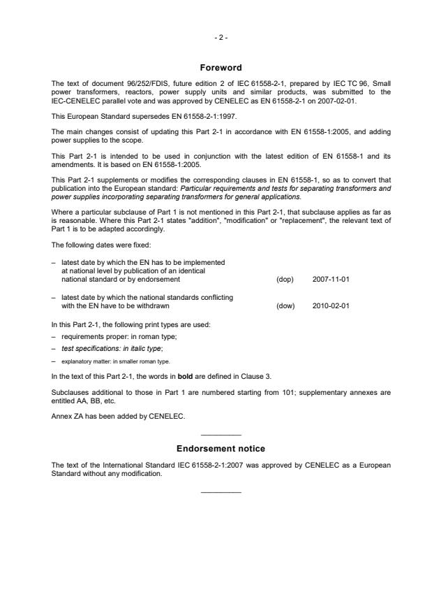 EN 61558-2-1:2007 EN 61558-2-1:2007 - Page 4 preview