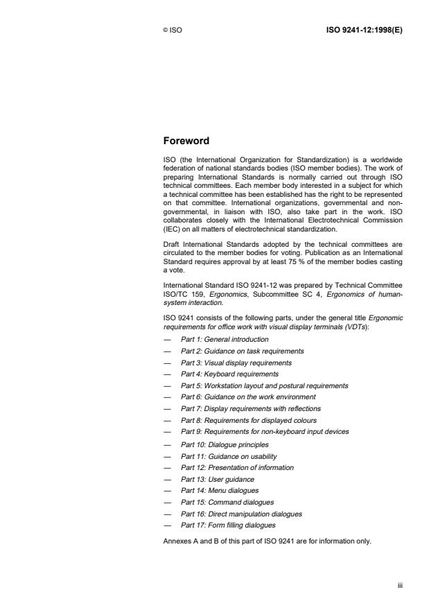 ISO 9241-12:1998 - Ergonomic requirements for office work with visual display terminals (VDTs)