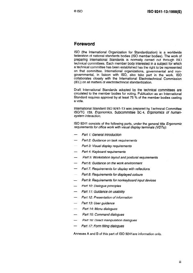 ISO 9241-13:1998 - Ergonomic requirements for office work with visual display terminals (VDTs)