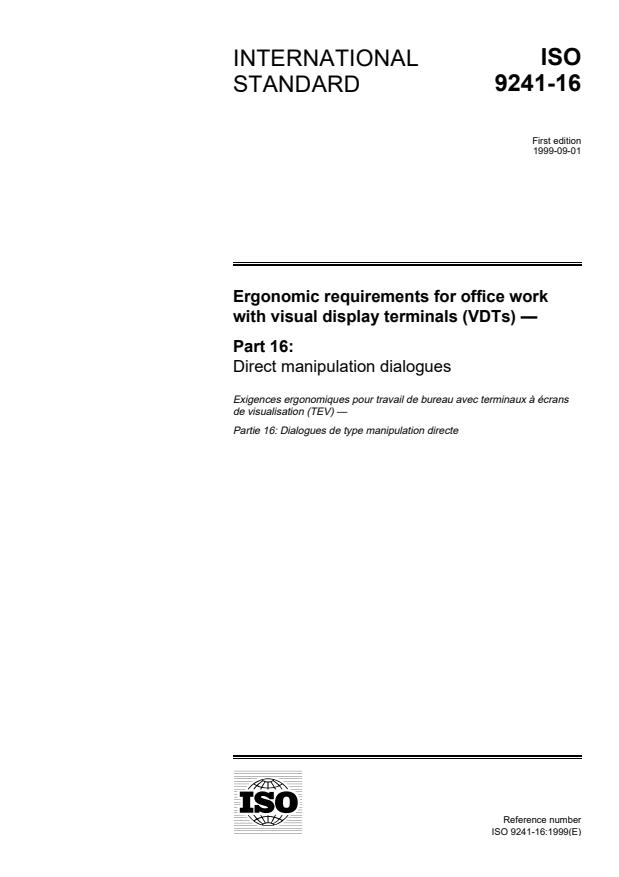 ISO 9241-16:1999 - Ergonomic requirements for office work with visual display terminals (VDTs)