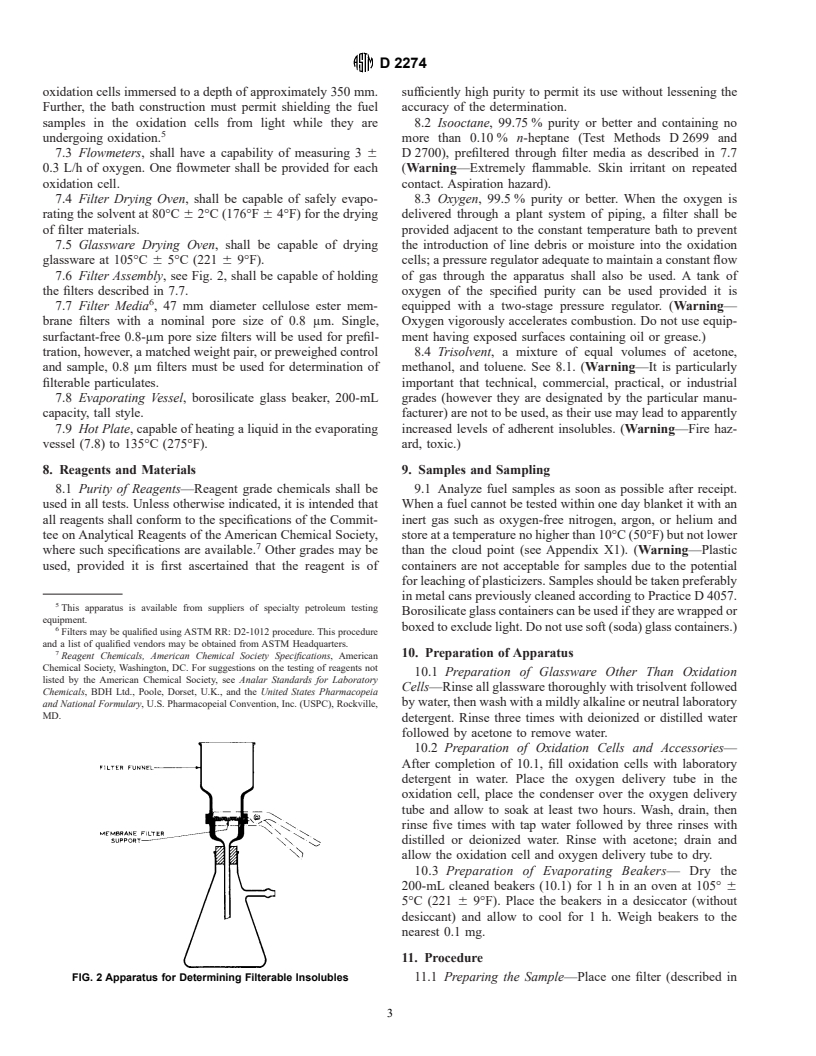 ASTM D2274-94(1999)e1 - Standard Test Method for Oxidation Stability of Distillate Fuel Oil (Accelerated Method)