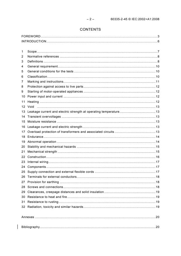 IEC 60335-2-45:2002+AMD1:2008 CSV IEC 60335-2-45:2002+AMD1:2008 CSV - Household and similar electrical appliances - Safety - Part 2-45: Particular requirements for portable heating tools and similar appliances - Page 4 preview